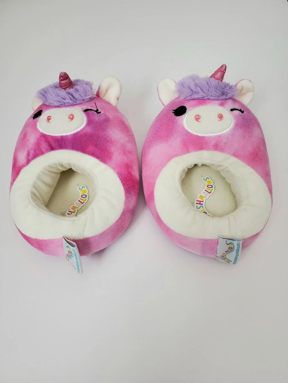 Squishmallows Lola Kids Pink Unicorn Plush Slippers Size 11-12